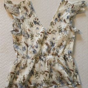 Floral Ruffle Sleeve Women's Top